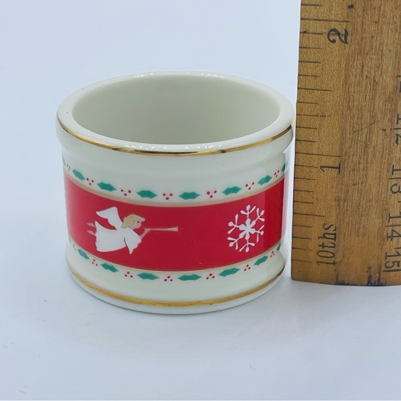 Vintage Christmas set of 4 Napkin Rings angel snowflake holly - Picture 7 of 9